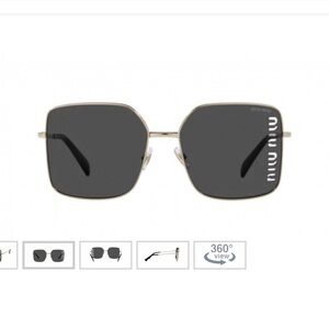 Miu miu sunglasses, new with box, pale gold frame, dark green lenses